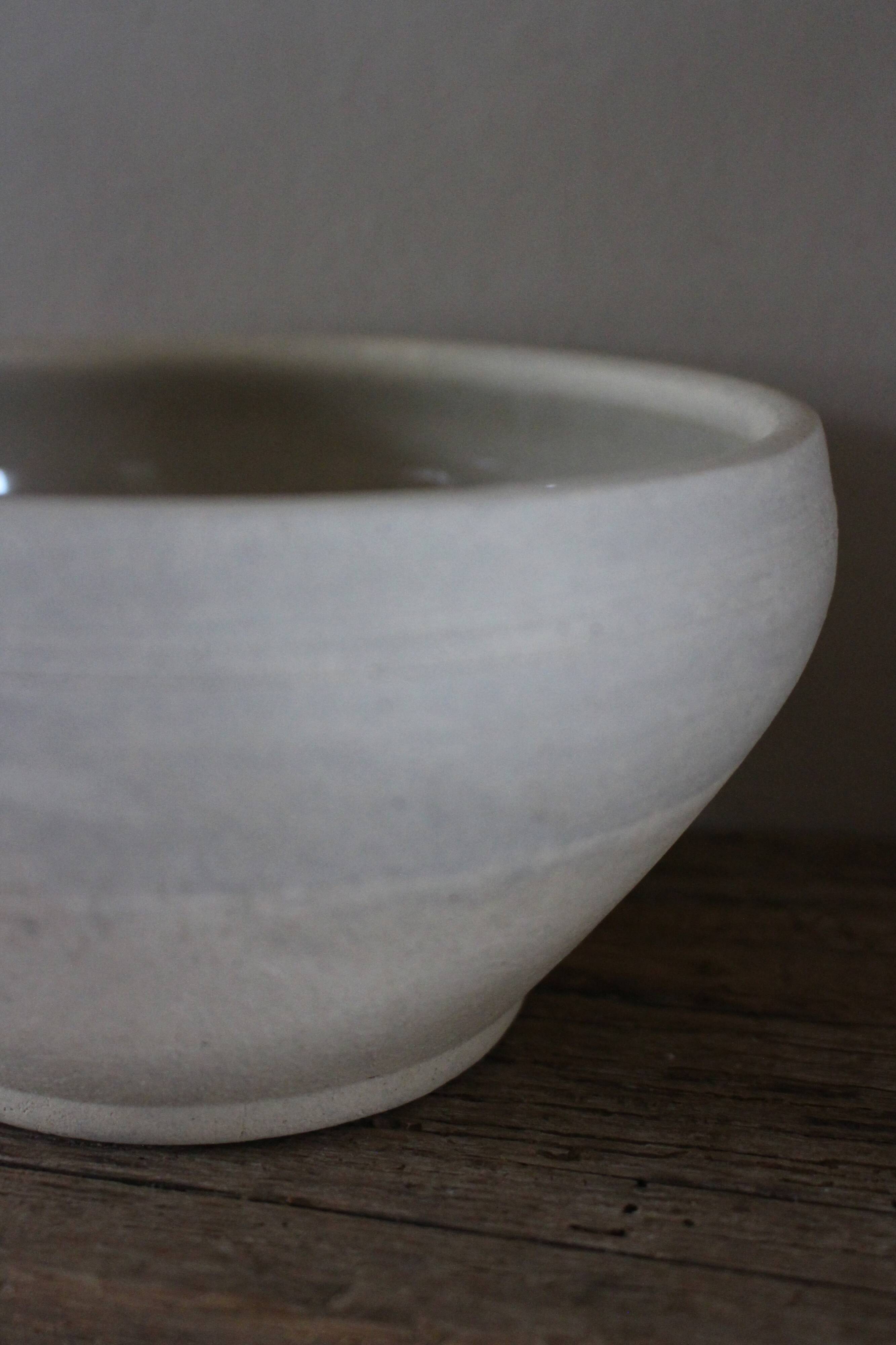 Vintage glazed stoneware bowl in greige.