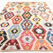Turkish Geometric Tribal Vintage Kilim Rug, 254x348Cm