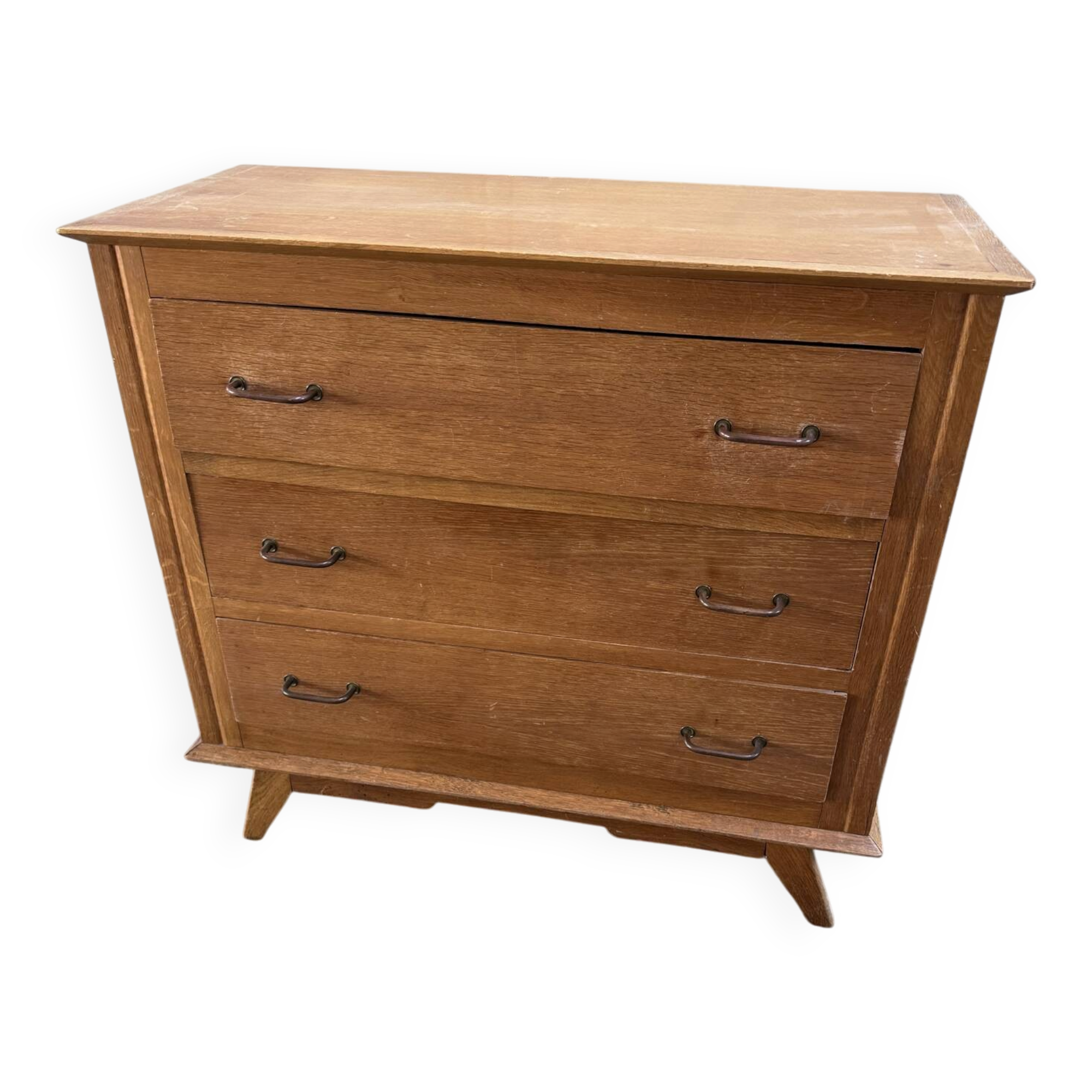 Vintage commode from the 50s/60s – 3 drawers – wood – tapered legs
