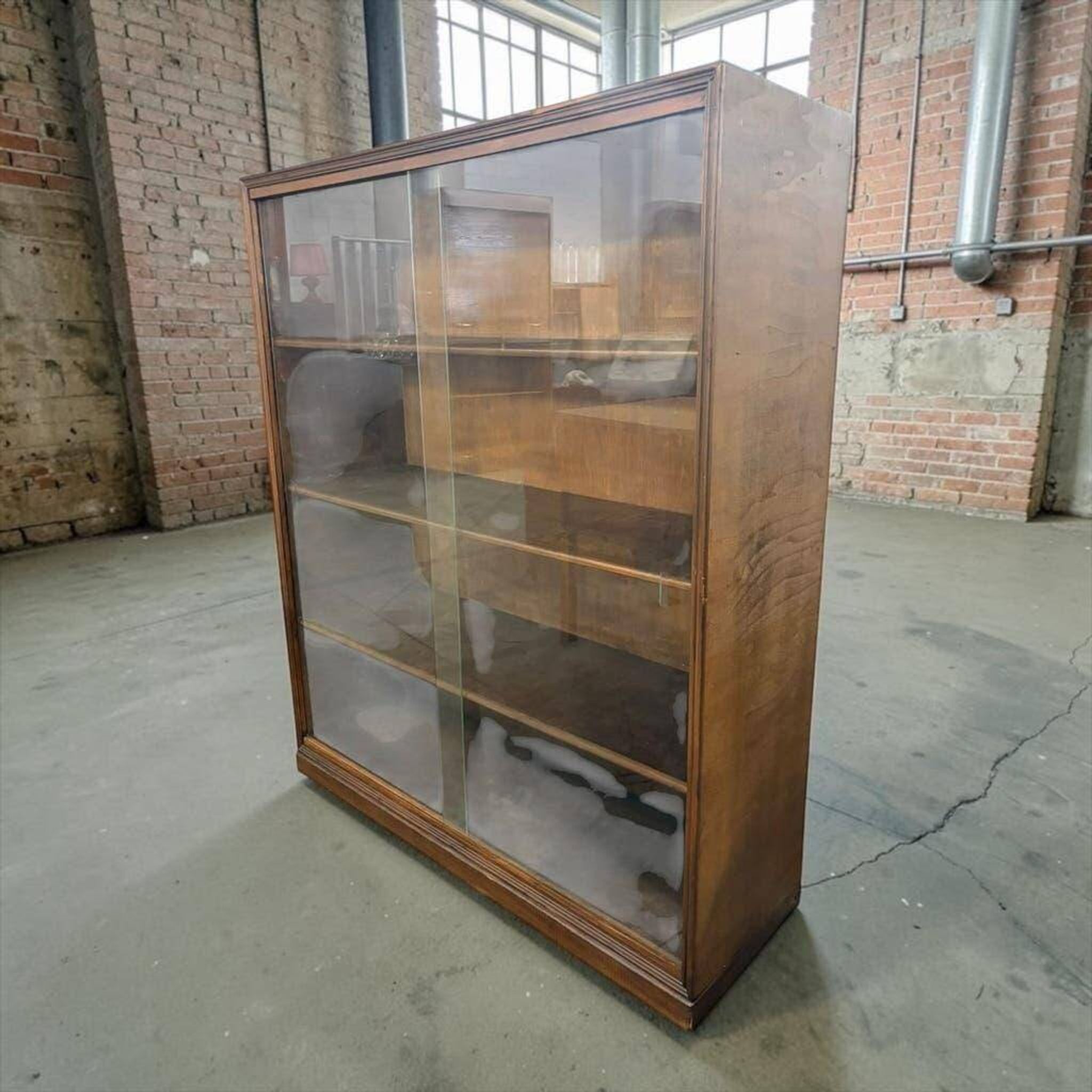 Vitrine, étagère, bibliothèque vintage en bois