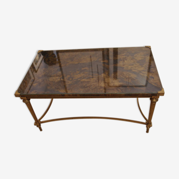 Table Basse en bronze et verre églomisé