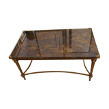 Low table in bronze and glass eglomisé