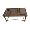 Low table in bronze and glass eglomisé