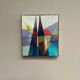 Oil on Swedish panel – 'Geometric Composition' by Stellan Widholm – Signed – vintage and framed – 35 × 32 × 5 cm
