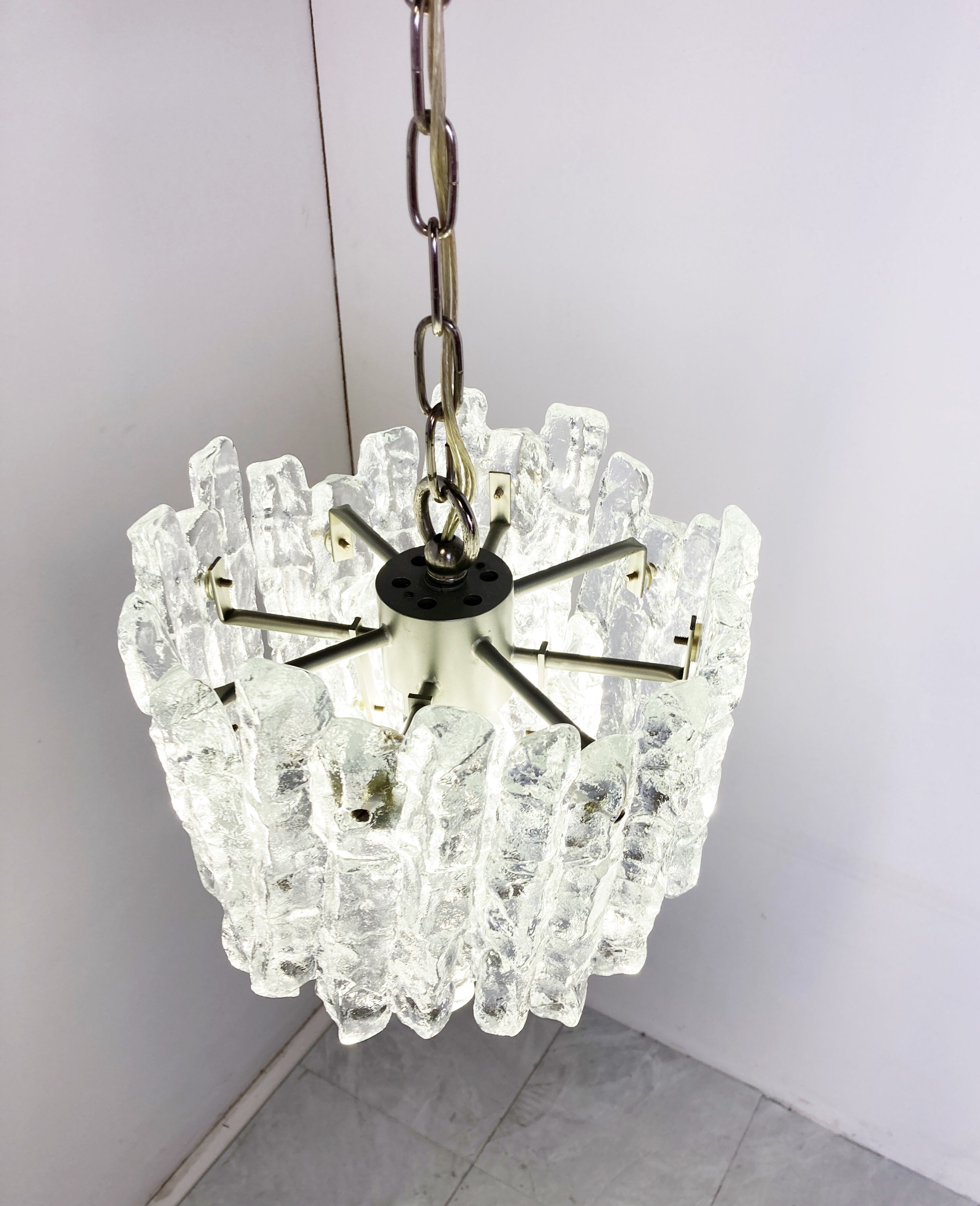 Ice crystal pendant light by Kalmar, 1960s