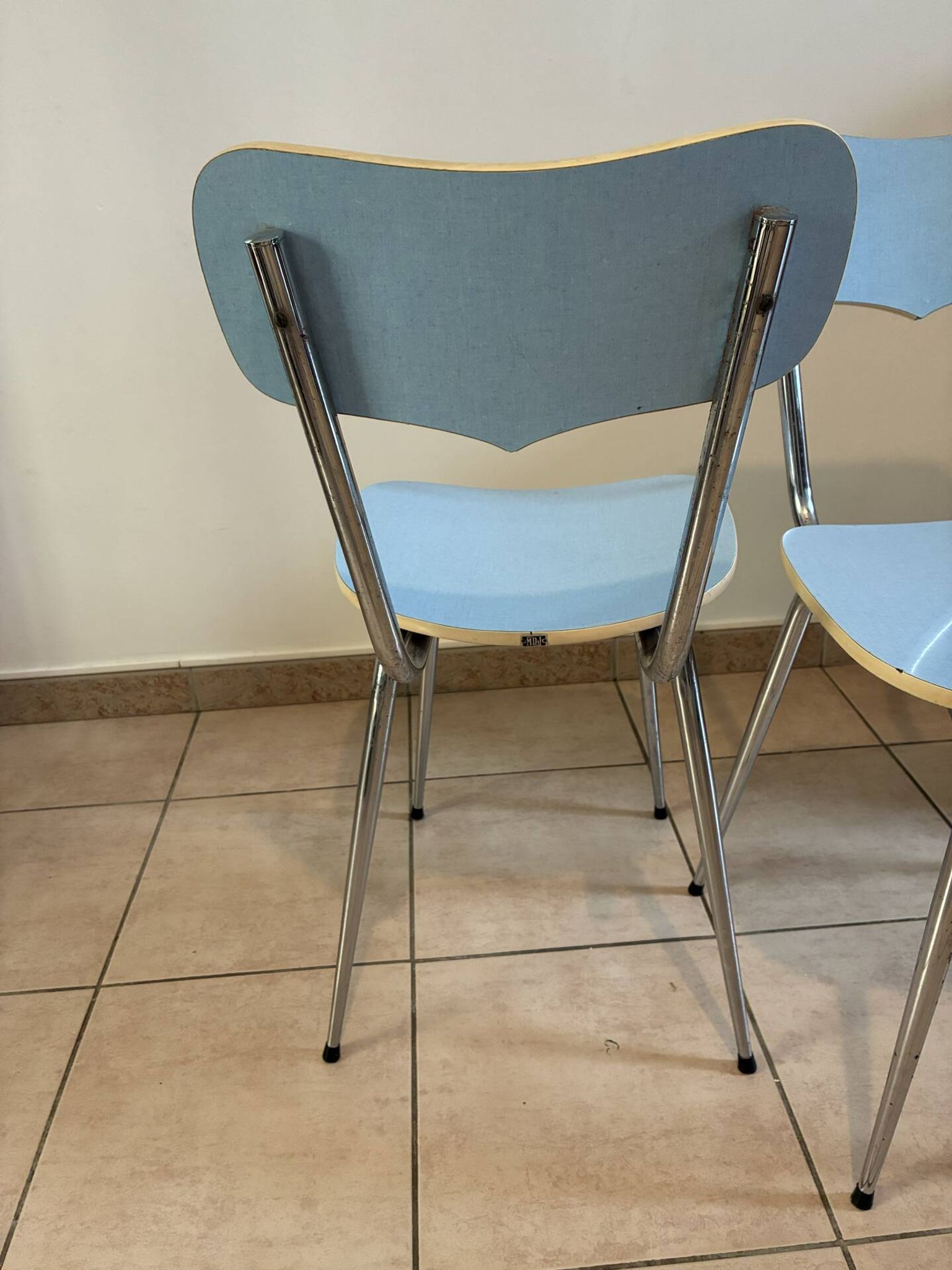 Blue Formica chair from the 70s "Peugeot"
