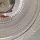 Hanging lamp in aluminium and hard pressed crystal glass. Denmark 1980s