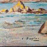 Painting on a panel - Sailboats at sea