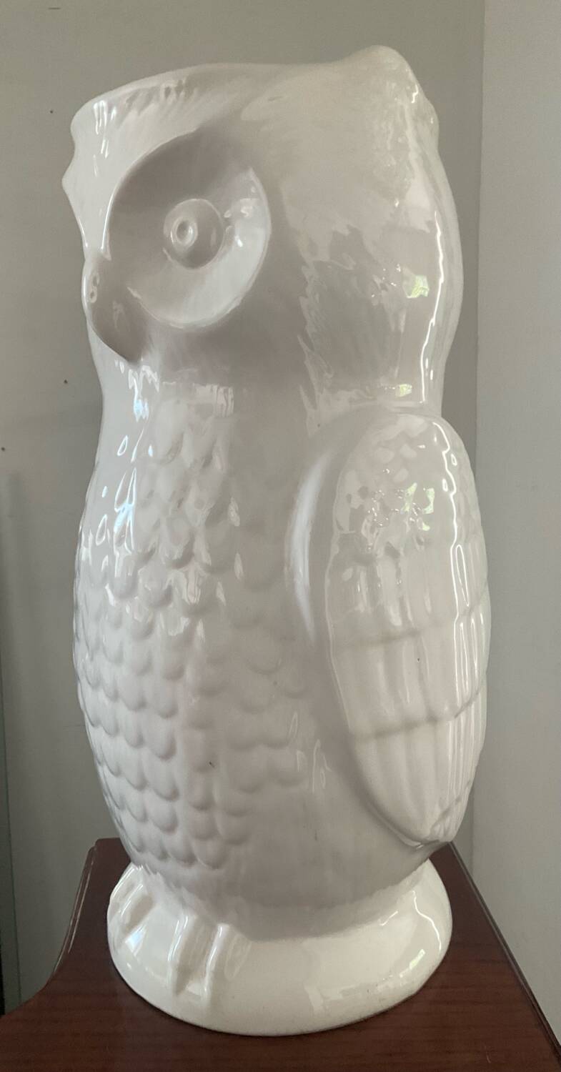Vintage glazed ceramic owl umbrella stand