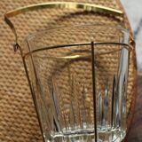 Seau à glaçons en verre dans structure métal doré vintage