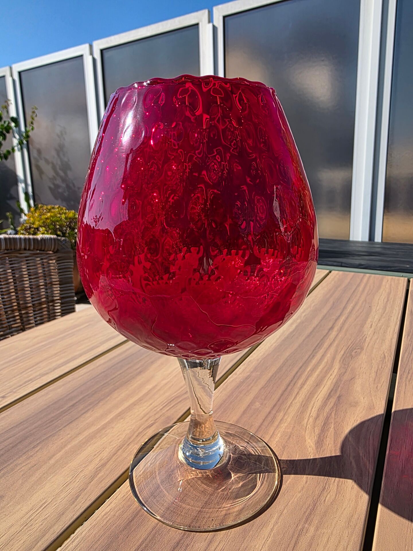Grand verre géant 26 cm Empoli rouge rubis verre soufflé