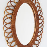 Miroir ovale rotin