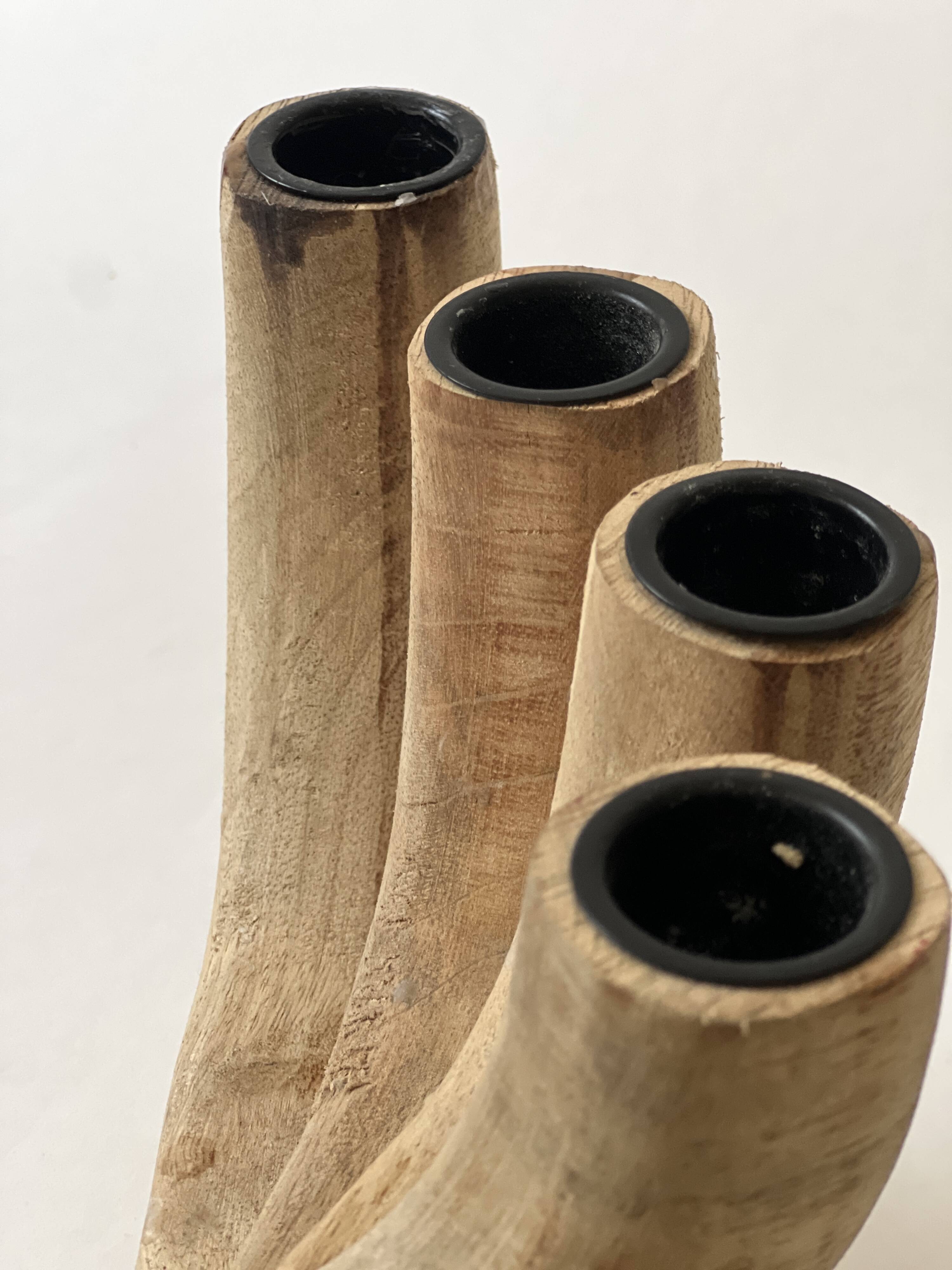 Scandinavian wooden candle holder, Denmark 1970s.