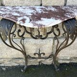 Console en fer forgé et marbre, XXème s