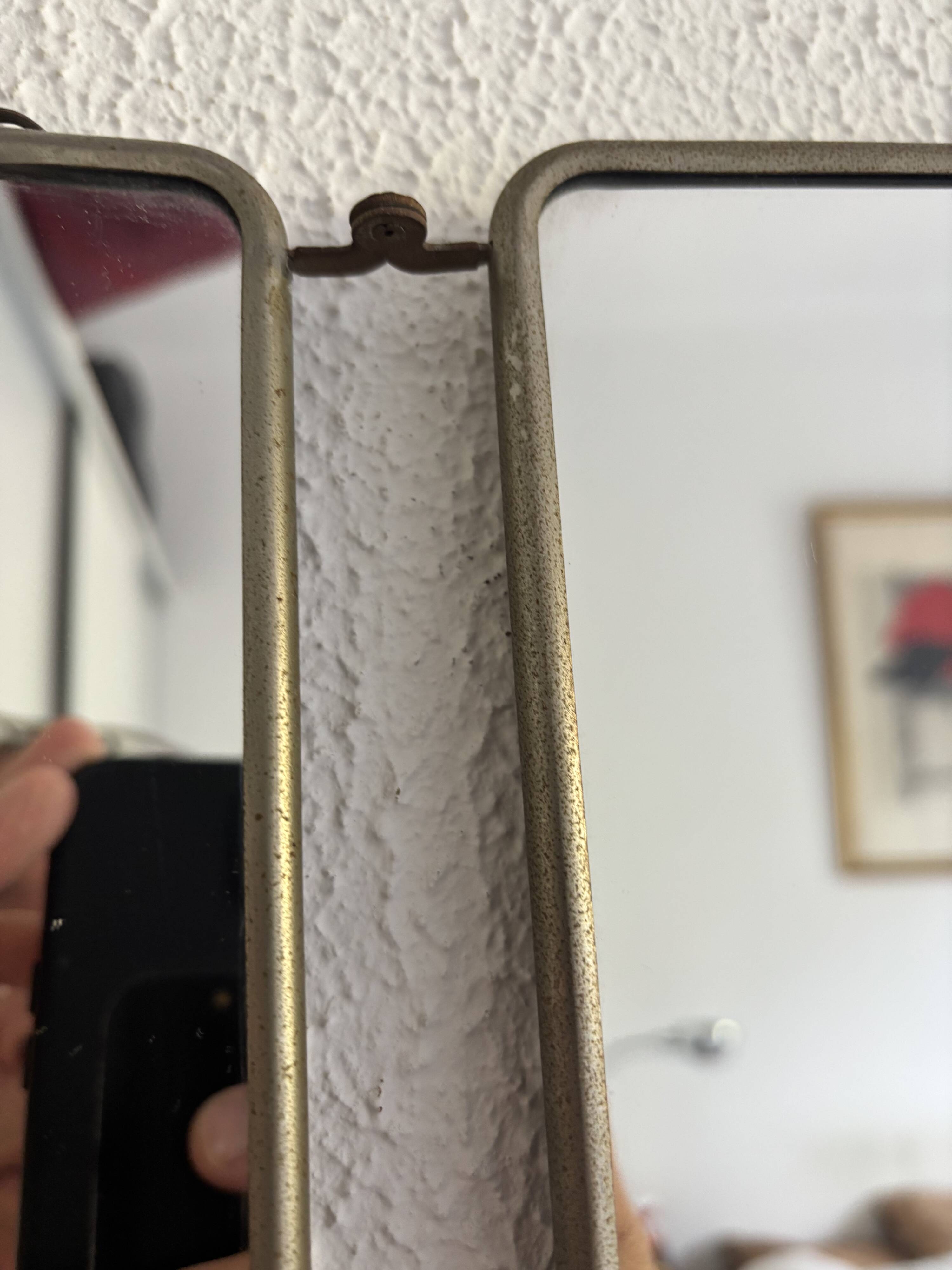Vintage 1960 triptych mirror barber hairdresser Japonese style - 25 x 60 cm