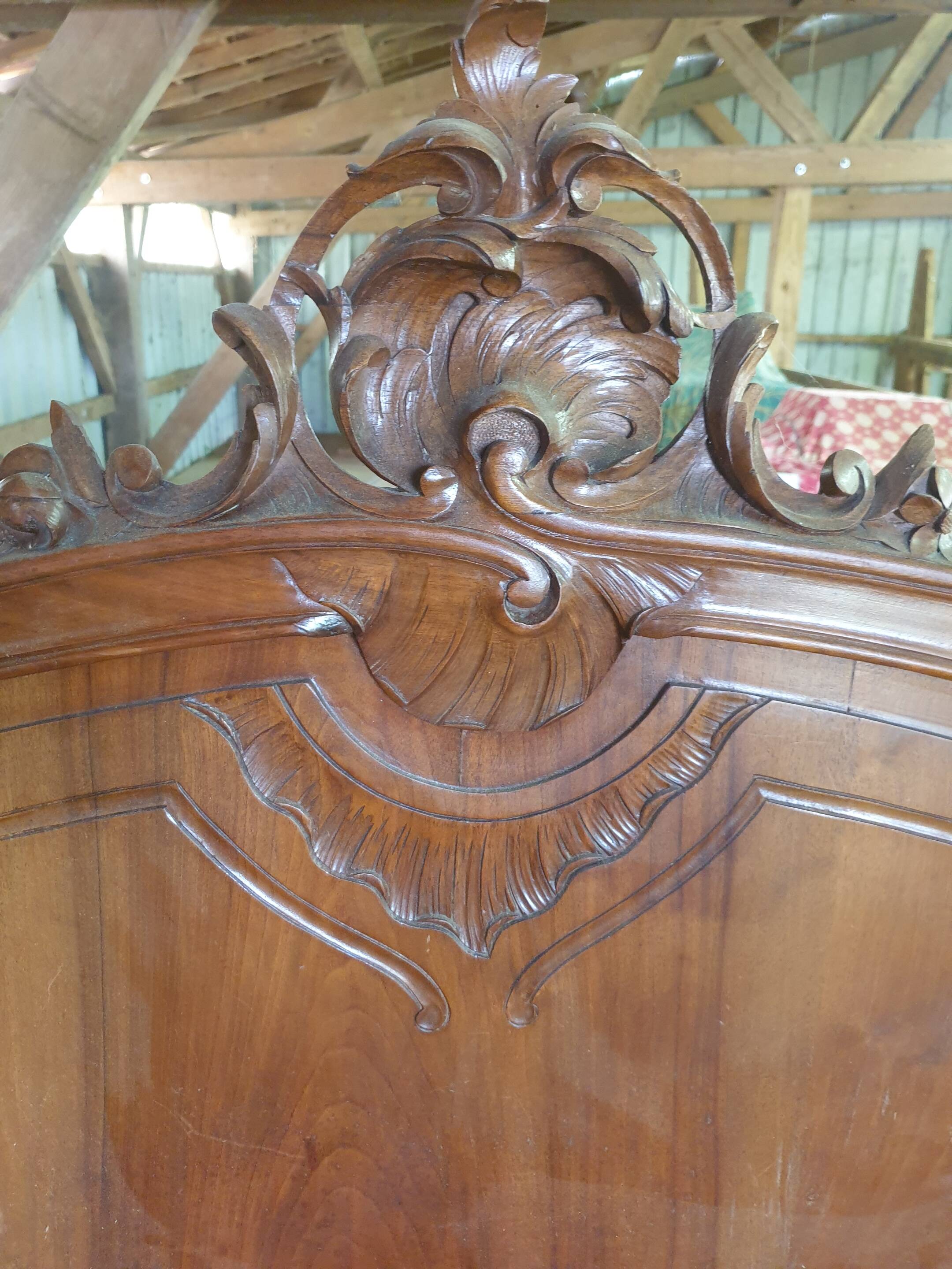 Walnut bed frame - Louis Philippe style