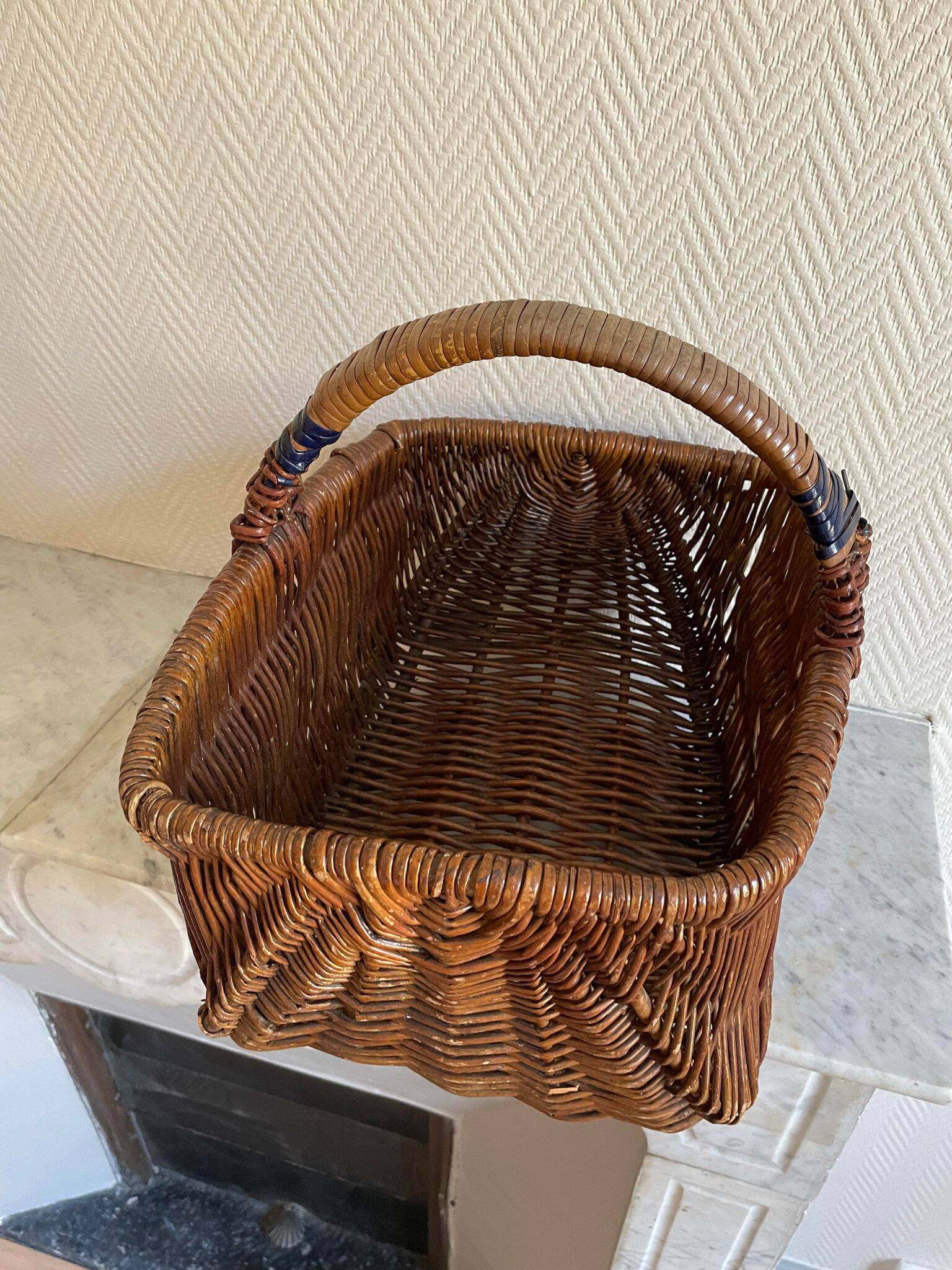 Brown wooden wicker basket