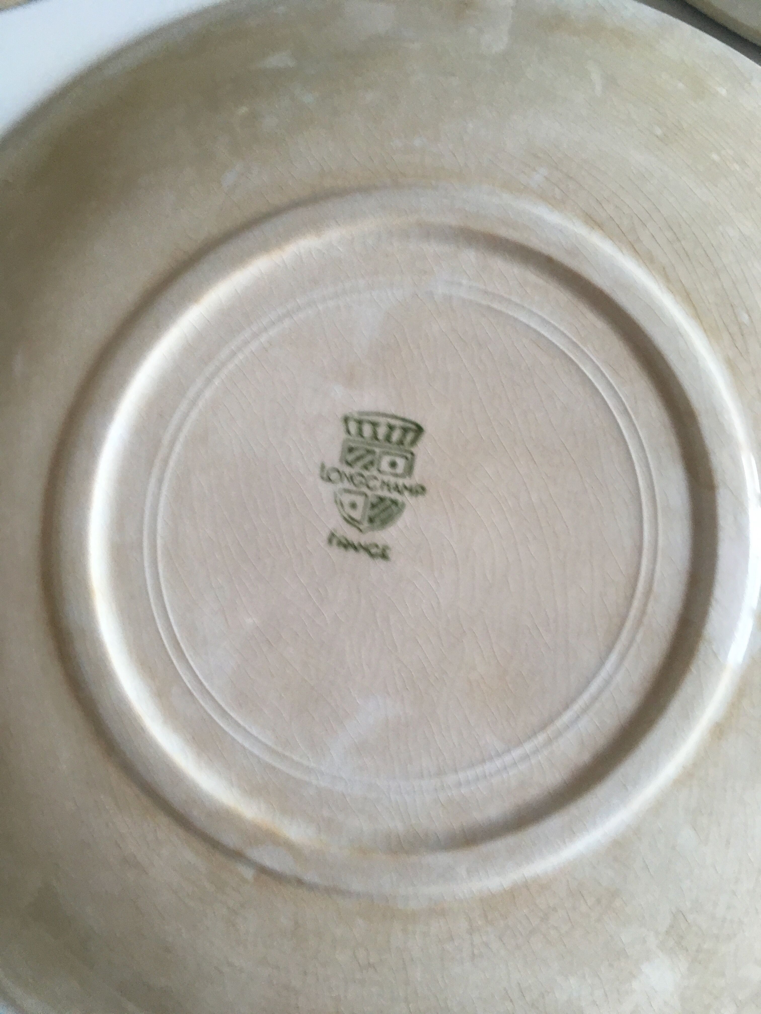set of 6 flat plates in low-century 50's iron earth faience