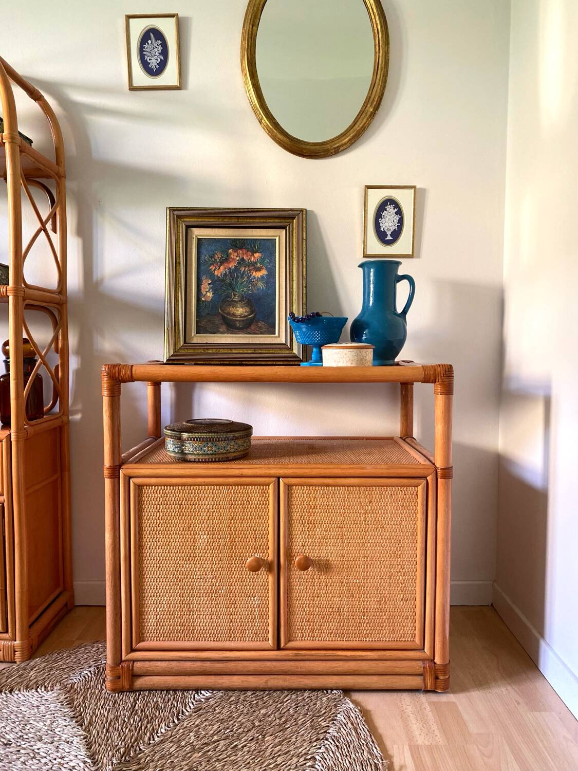 Vintage rattan and cane sideboard