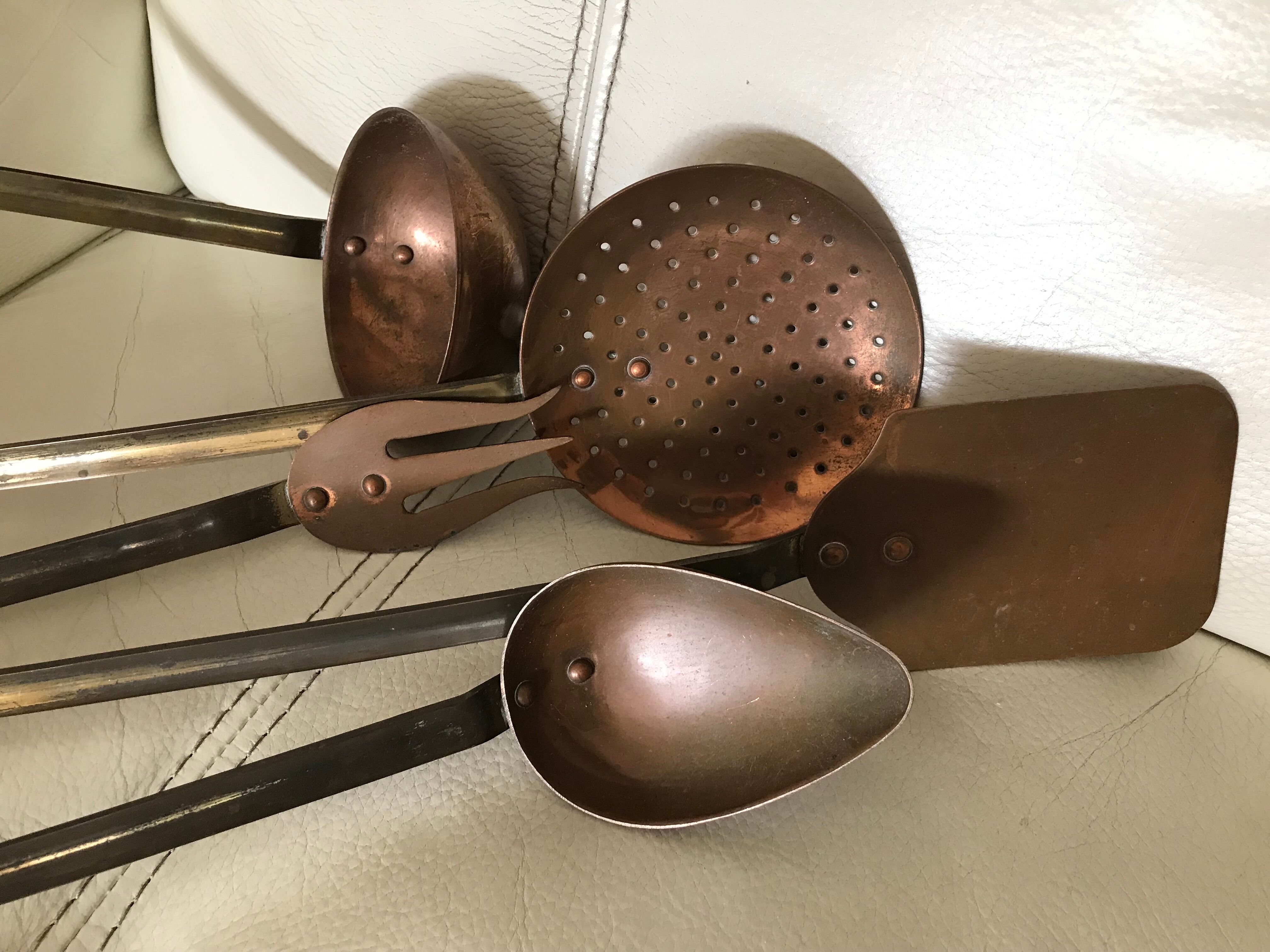 Copper kitchen utensils set
