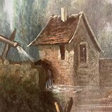 HST/P painting "Animated Barbizon landscape at the river" signed to be restored 19th century
