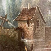 HST/P painting "Animated Barbizon landscape at the river" signed to be restored 19th century