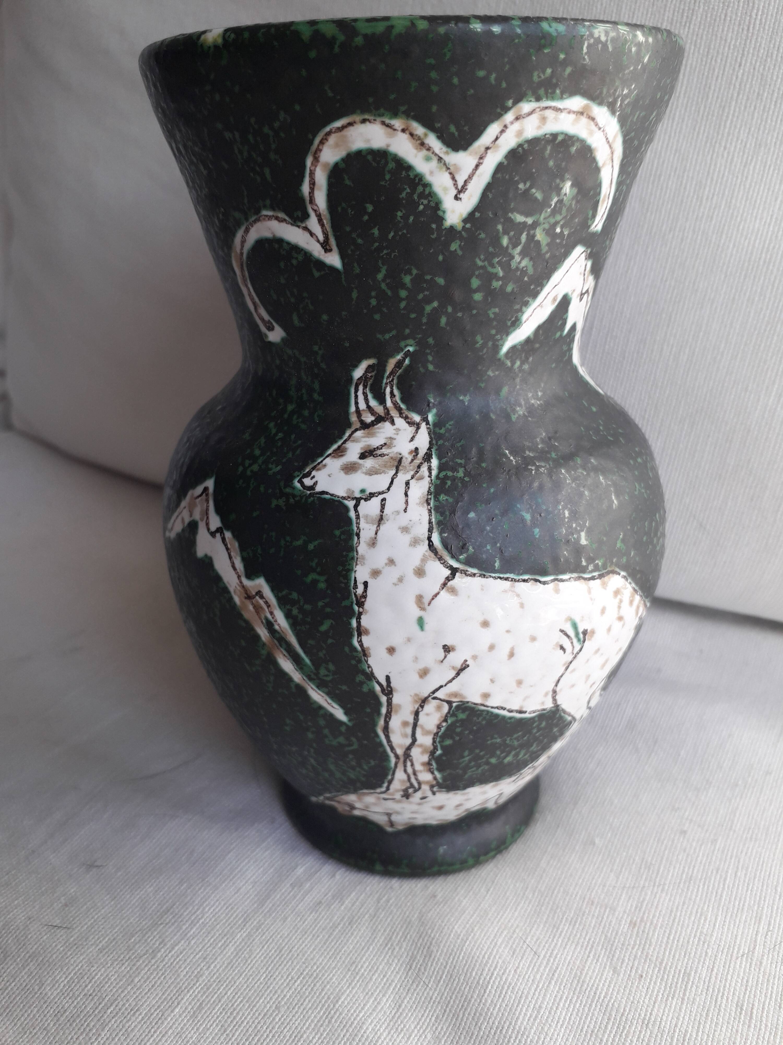 Vintage vase with alpine decor by Italy