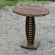 Art deco style pedestal table in beech and gold metal