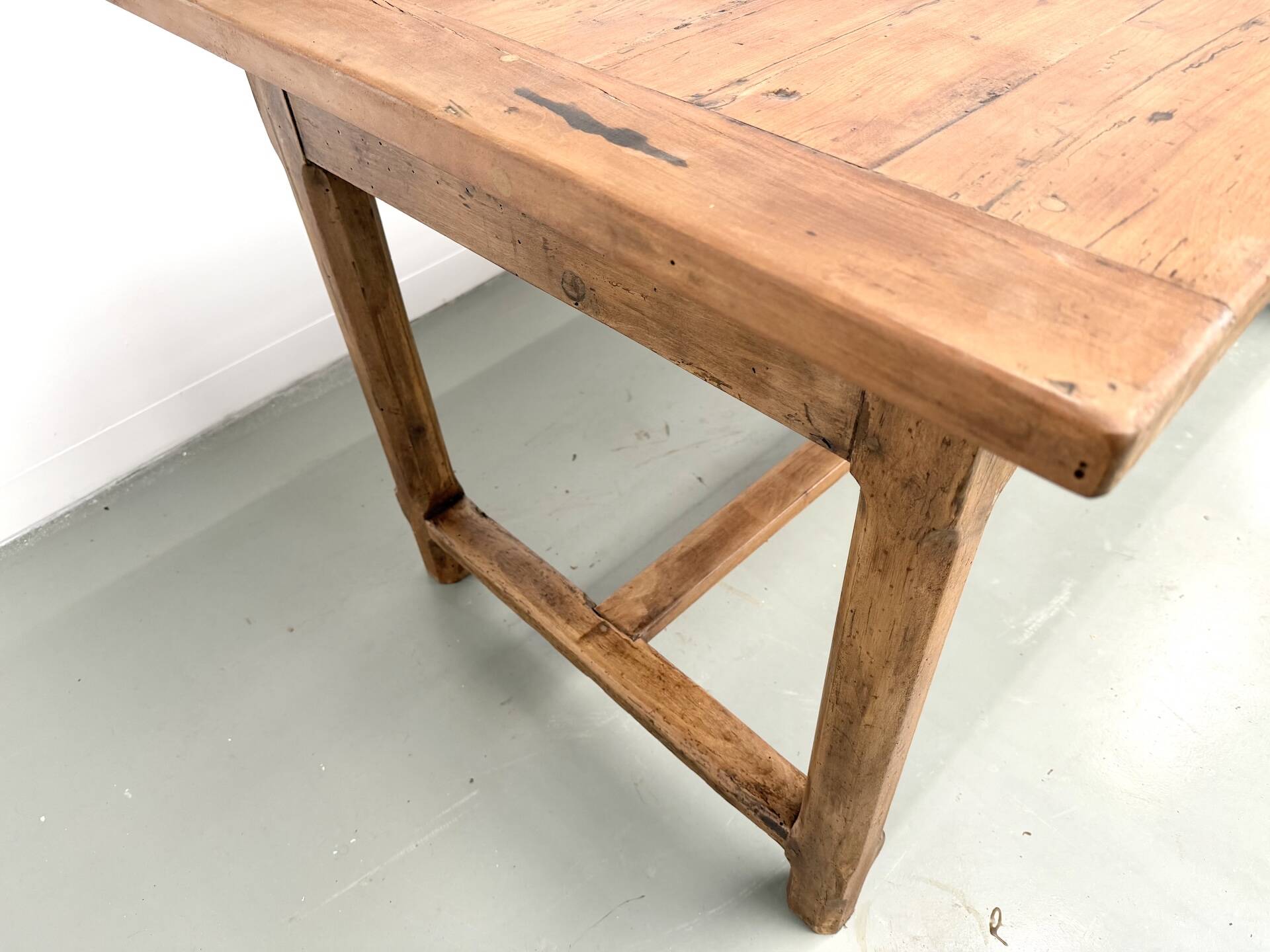 Farm table in solid cherry wood, one drawer, 1950s.
