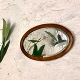 Miroir mural ovale bois et stuc