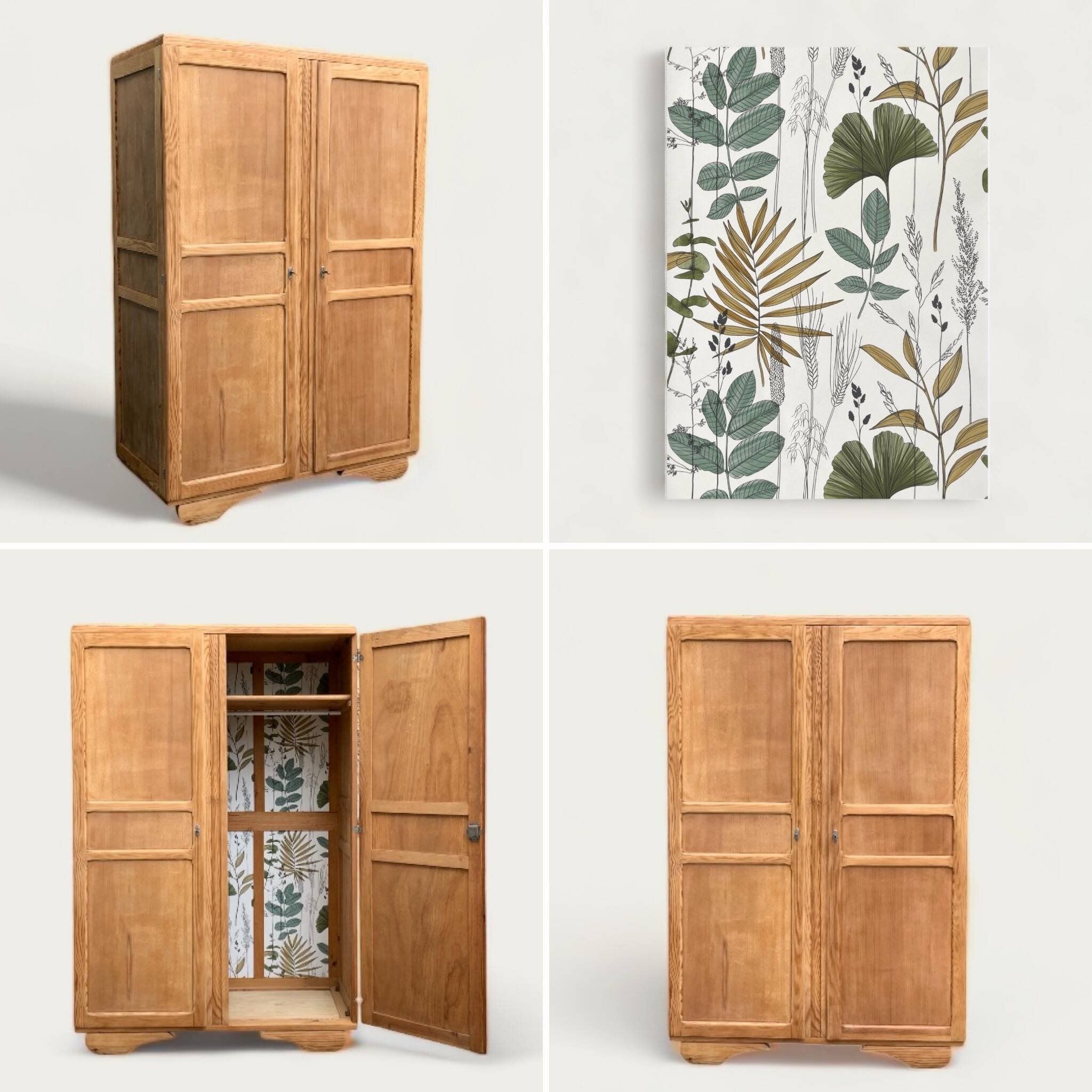 Parisian art deco wardrobe solid raw wood wardrobe