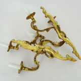 Pair of bronze sconces acanthus leaves with 3 fires Louis XV style