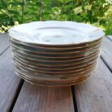 Set of flat plates golden flowers