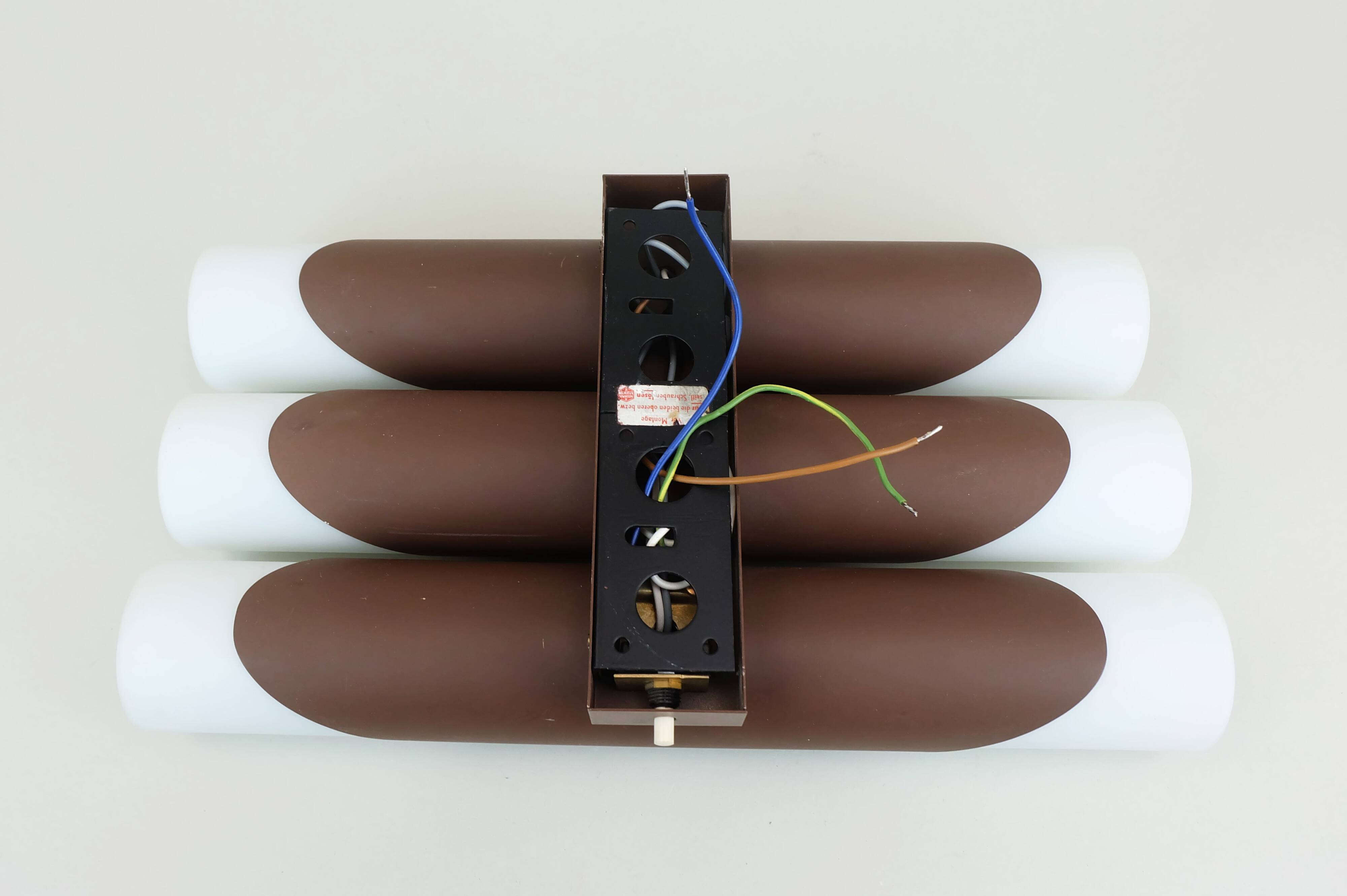 Wall lamp design klaus link for neuhaus-leuchten 1960s metal satin glass