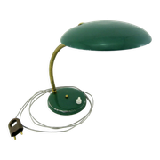 UFO desk lamp in green lacquered metal and brass