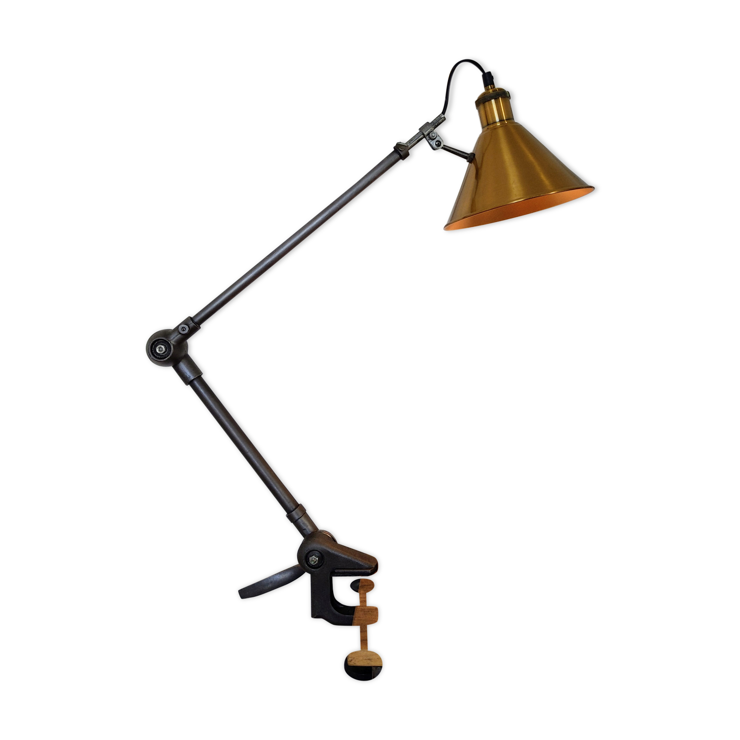Articulated desk lamp vintage clamp vice