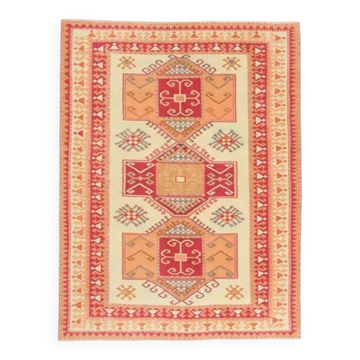 1970s Vintage Turkish Oushak Handmade Wool Cotton Cream Area Rug 172x231