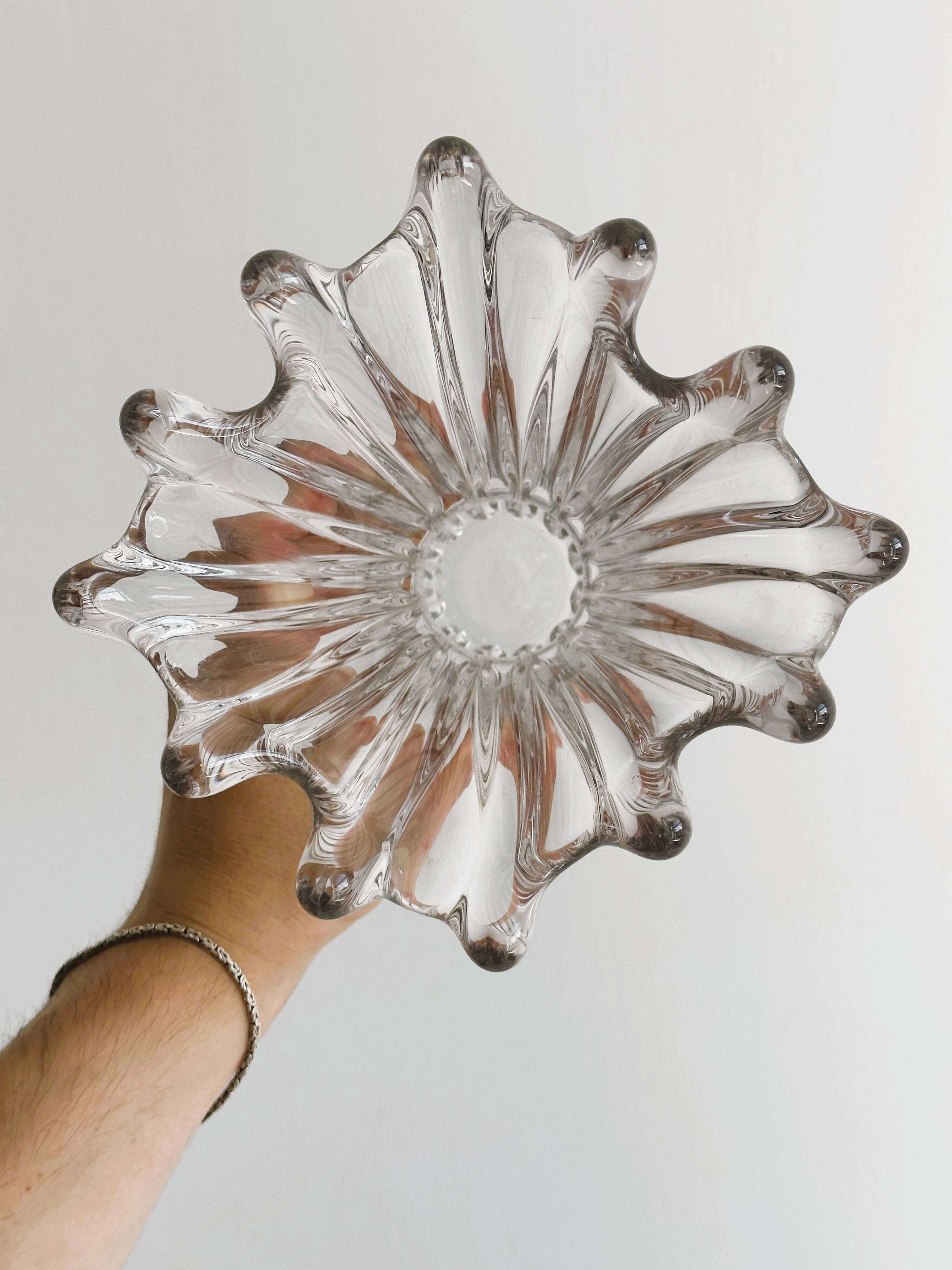 Vintage transparent white glass vase