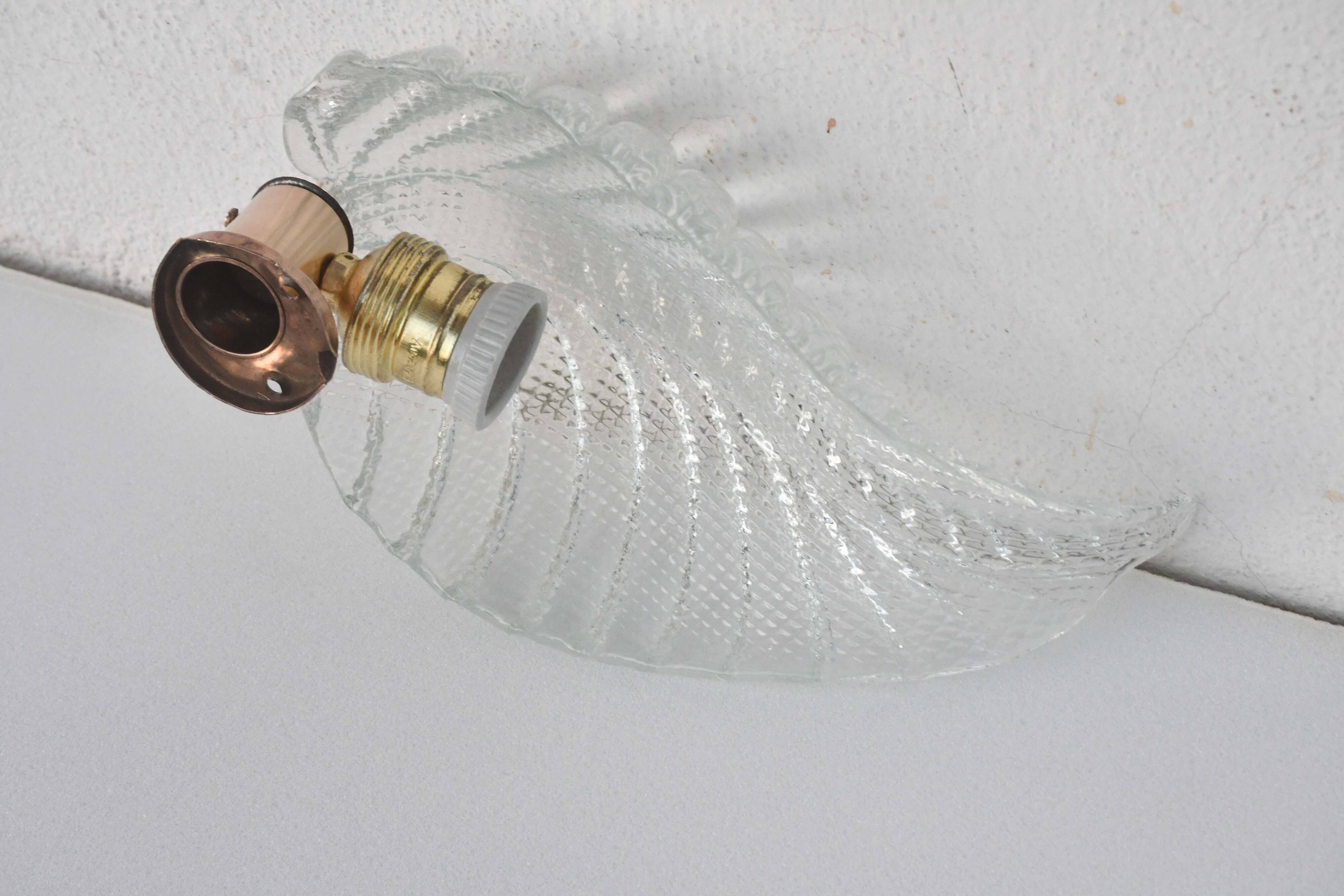 Wall light Trasparent Jewel Murano Glass Leave by Barovier e Toso, 1950s