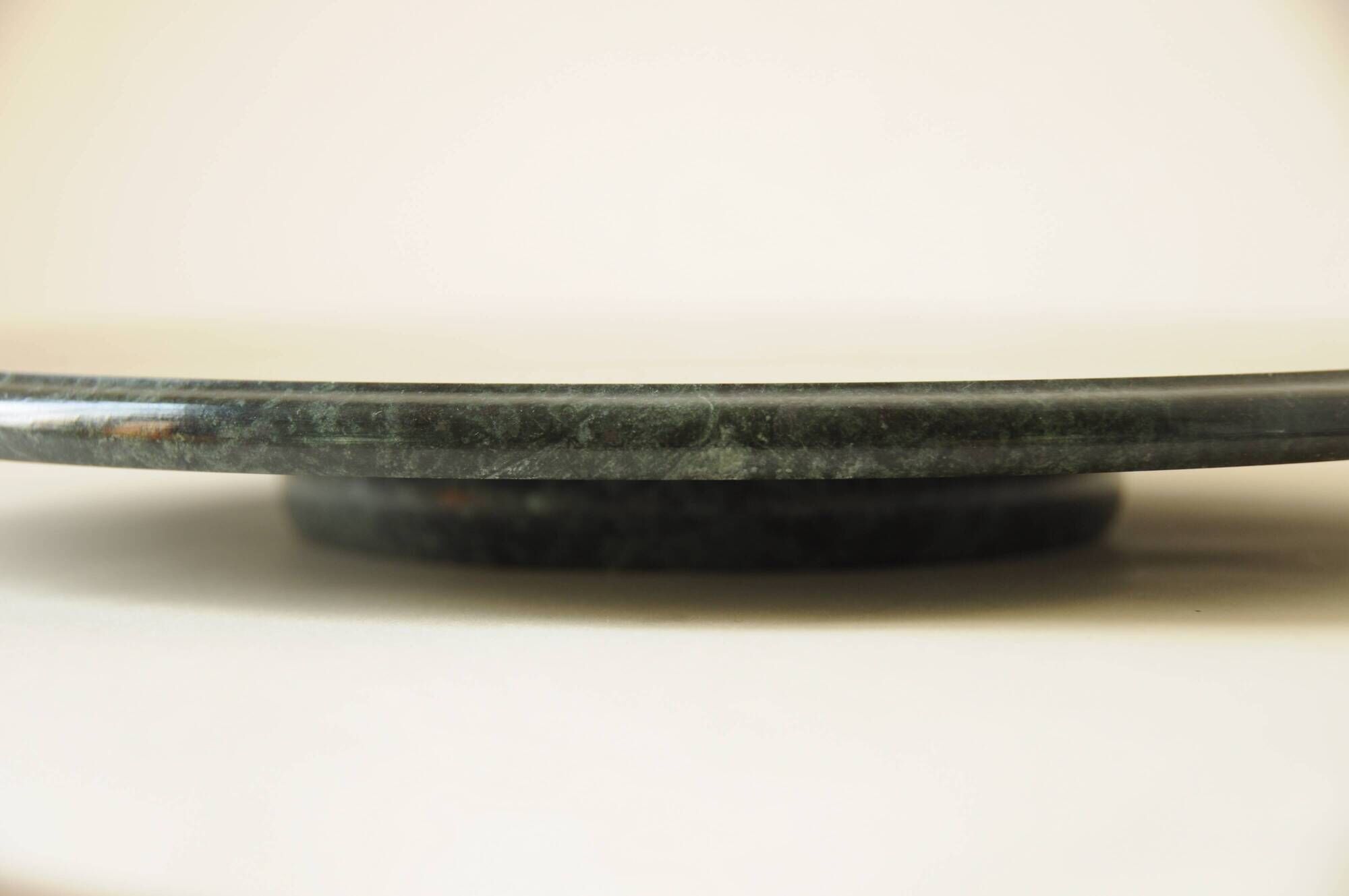 Plateau rond tournant en marbre vert – centre de table en pierre naturelle
