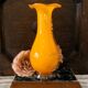 Vase orange Murano fait main avec détails floraux en verre transparent