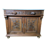 Carved walnut vanity