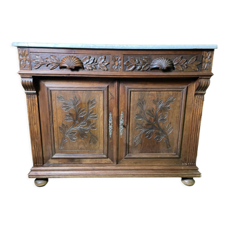 Carved walnut vanity