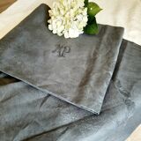 Old damask tablecloth with monogram