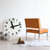 Modernist armchair in chromed metal and imitation leather, 50s/60s