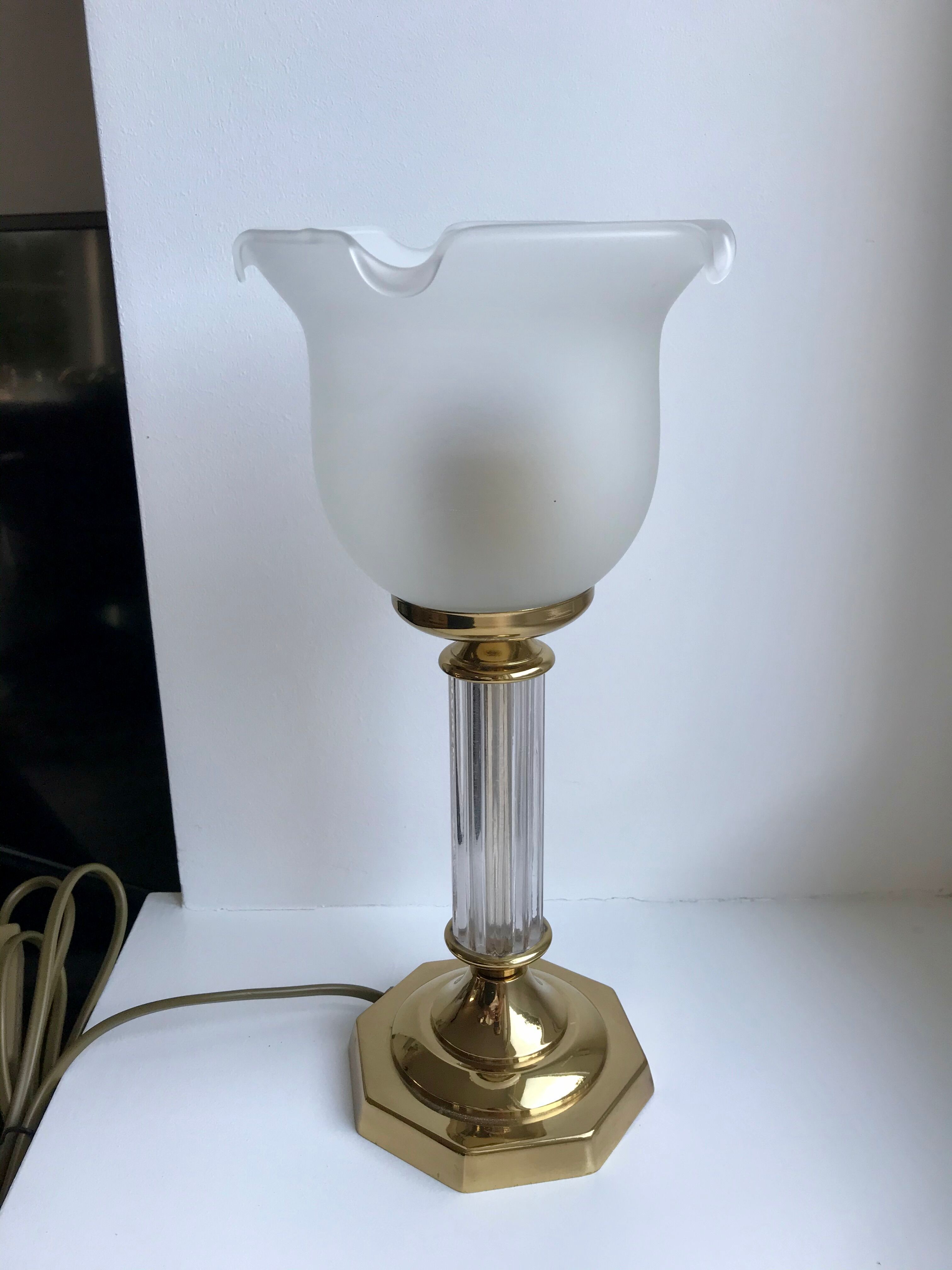 Tulip lamp in brass and glass 50s
