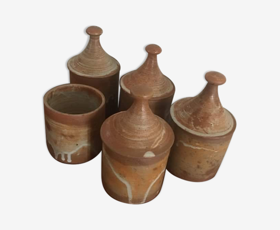 Lot de 5 pots en grès vintage