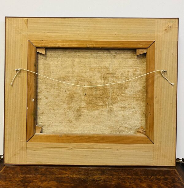 Huile sur toile calèche sous la pluie