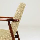 Fauteuil vintage vert en tissu à motifs modernes du milieu du siècle, années 1970, Pologne