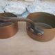 Set of 5 copper saucepans